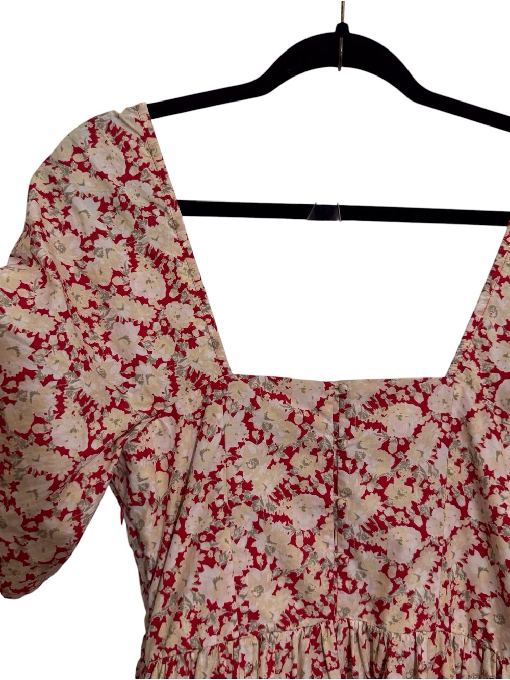 Free People Size 6 Red Floral She’s A Dream Boho Midi Dress Cottagecore Cotton - Picture 6 of 12
